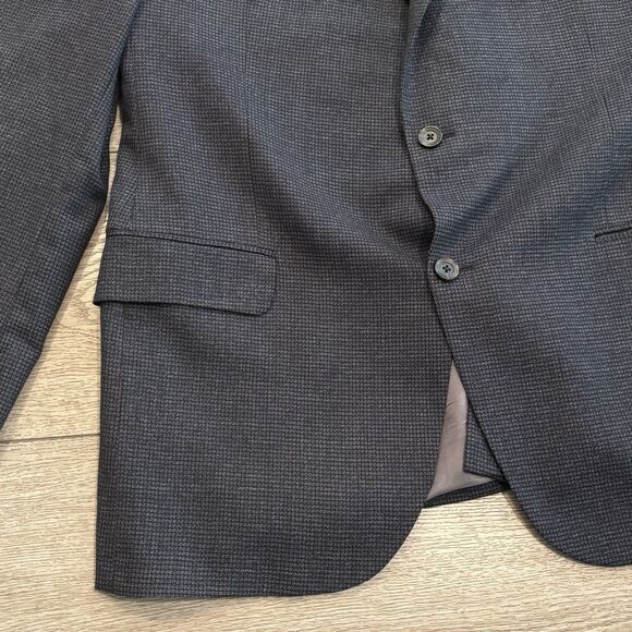 Cremieux Loro Piana Blazer Mens 44R Blue Houndstooth Wool Two Button Sport Coat - Picture 2 of 13